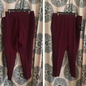 Roz & Ali Classic Fit Burgundy Ankle Dress Pant 14